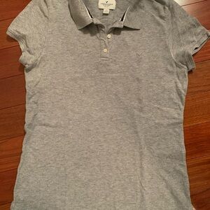 American Eagle Outfitters Heather Gray Polo Tee